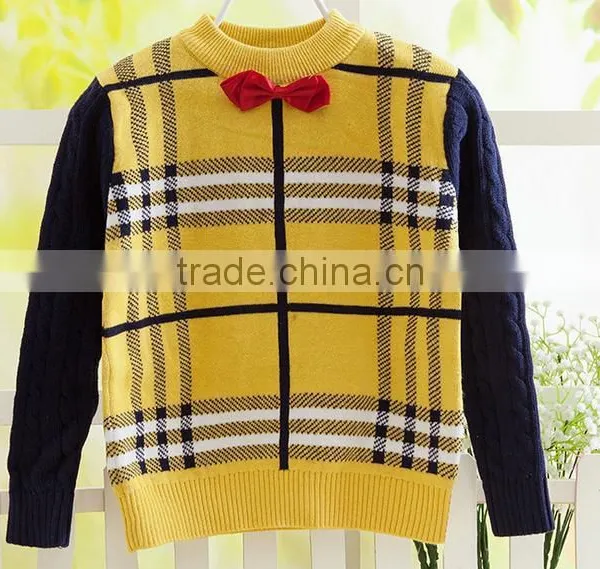 European Western Style Cool Tartan Plaid Woolen Sweater for Kids photo-3