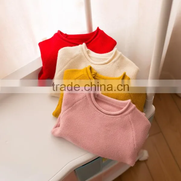 S32892W Children Sweater Knitted Sweater Pure Color Pullovers Sweaters photo-4