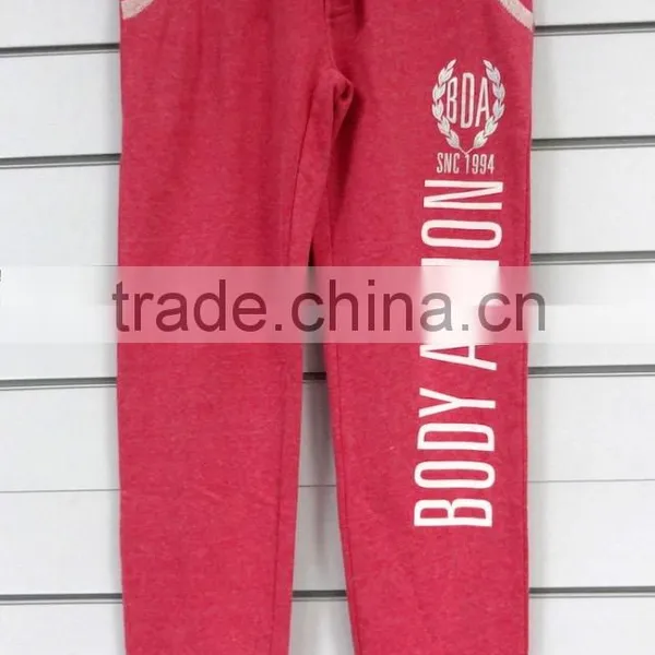 Brushed Fleece Fabric Women Regular Fit Pants With Print Embroidery Logo