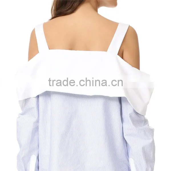 OEM Hot Ladies Turn Collar Fresh Color Poplin Skirt Office Blouse photo-4
