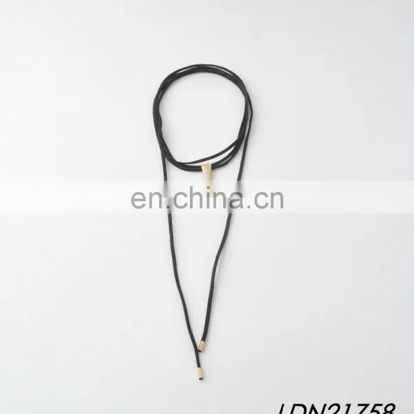 Layered Black Knot Suede Wrap Necklace With Gold Tone Hardware Pendant Bohemian Choker Necklace Jewelry photo-3