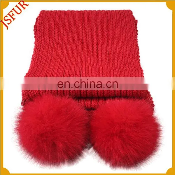 Fox Fur Pom Pom Winter Women Fur Scarf photo-5