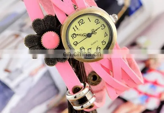 Colorful Retro Vintage Multilayer Faux Leather Strap Women Bracelet Quartz Wrist Watch Ladies Relogio Feminino Clock photo-5