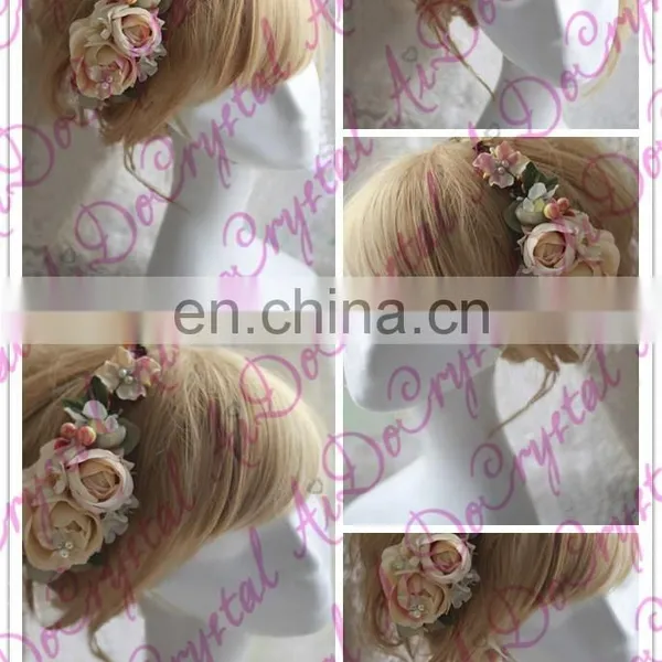 Aidocrystal Champagne Wedding Party Hair Clips for Hair Headpiece Bridal Flower Hair Accessories for Ladies photo-3