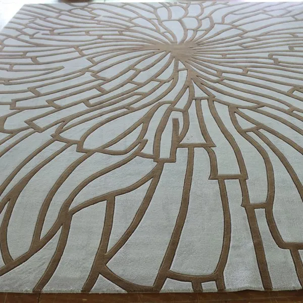 Wool And Acrylic Radial Pattern Rug Industrial Style photo-2