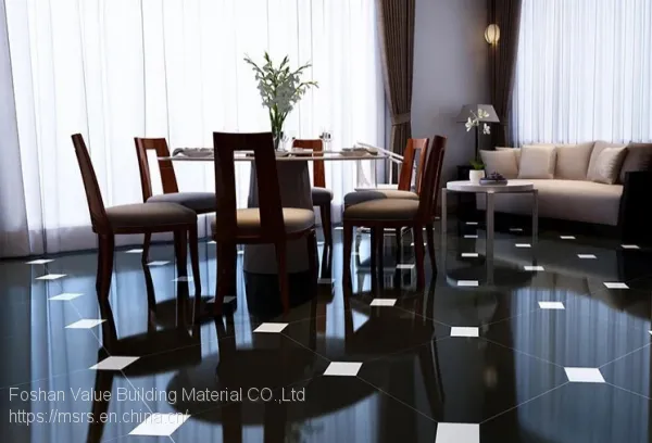 Super Black and Super White Glossy Finish Polished Porcelain Floor Tiles photo-5