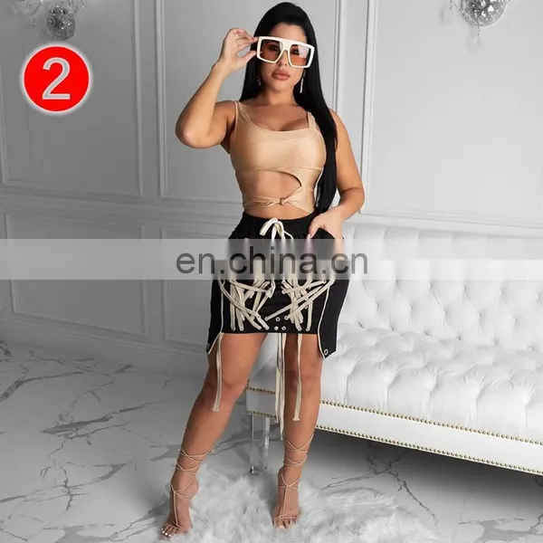 European and American Women's Fashion Casual Personality Temperament Strappy Skirt photo-2