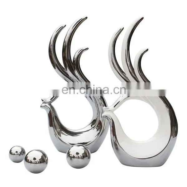 Wholesale Silver Living Room Decoration Finger Shape Ceramic Decor Handmade Statue Ornaments photo-3