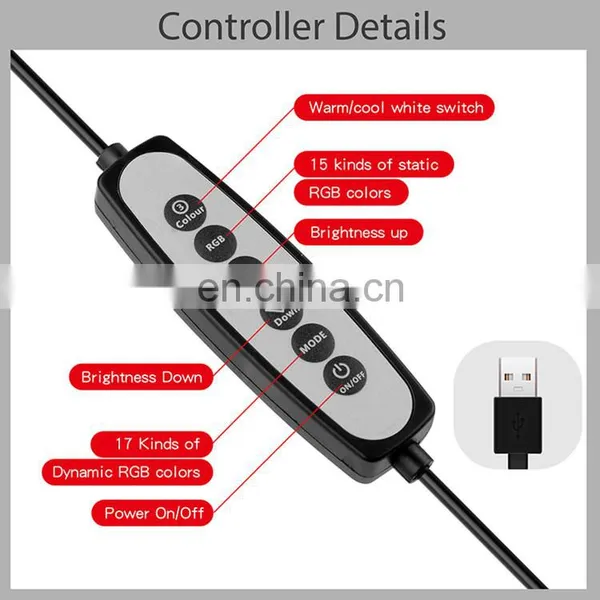Factory Directly Supply 10 Inch 32 Colour Video Shoot Makeup Phone Clip Selfie Rgb Ring Light With Tripod photo-5