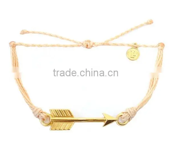 Wholesale Hot Gold Arrow Bracelet Wax Cord Braid Bracelet photo-2