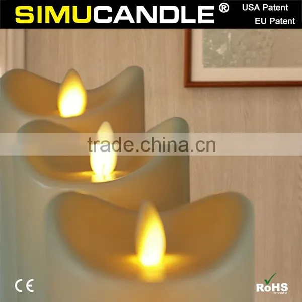 Fancy Design Moving Flame Wick LED Candle With Timer, With USA and EU Patent
