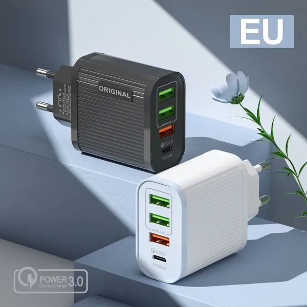 Travel 15w Display Phone Charger 3 USB Port+pd 3A Max Smart Fast Charger Travel Wall Charger Adapter photo-3