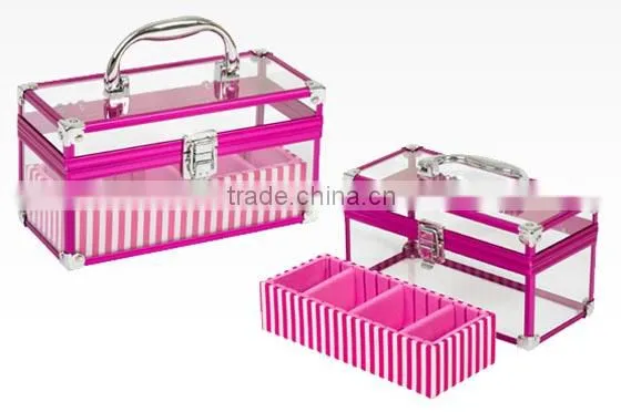 2-Piece Clear Acrylic Make Up Train Case,transparent Acrylic Makeup Box,professional Beauty Box Makeup Vanity Case Quality Choice photo-2