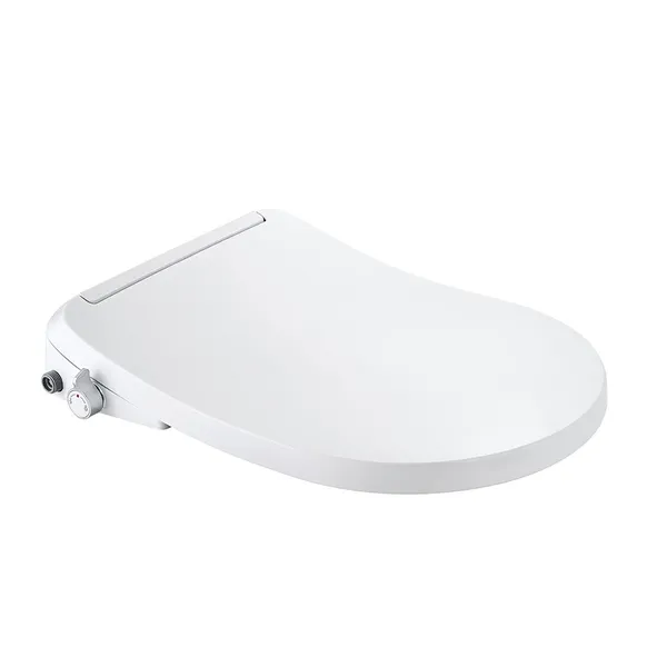 Bayen Нон-электрическая биде-подставка для унитаза Swash Ecoseat, подходит для удлиненных унитазов, белого цвета - система двойных сопел, вода комнатной температуры - биде с простой установкой