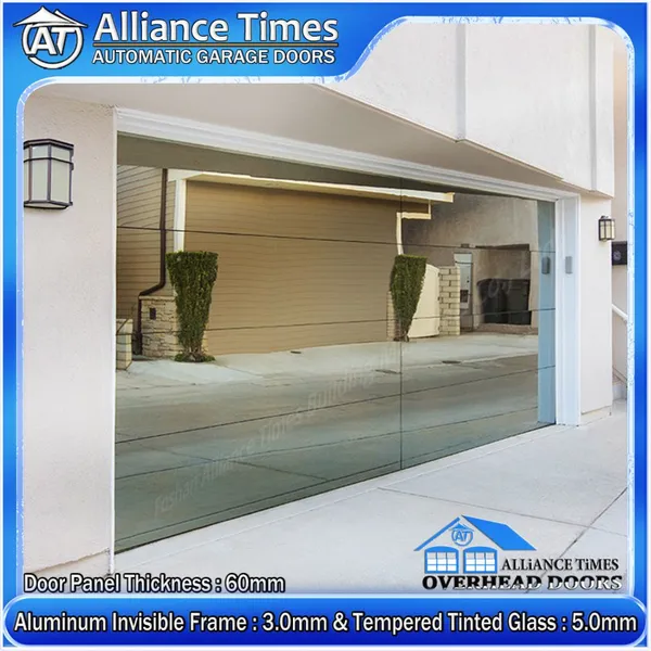 Australian Modern Aluminum Flush Glazed Tempered Glass Panels Sectional Automatic Electric Garage Doors photo-5