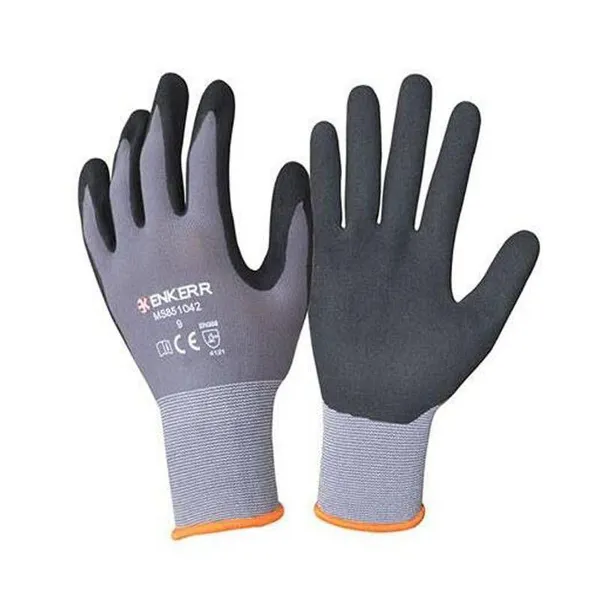 Enkerr Ms851042 Black Nitrile Ultra-fine Foamed Coated Oil-resistant Gloves, Nitrile Coated Gloves photo-4
