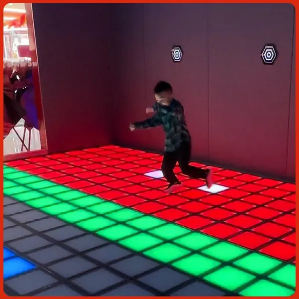 Interactive Led Glowing Floor Tiles for Jumping Grid Square Game, Gravity-sensing Equipment for Escape Room, Factory photo-3