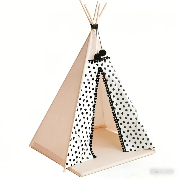 Boho Style Teepee Tent for Kids With Curtains ,Teepee Tent for Kids, Foldable Play Tent for Girls & Boys, , Cozy Warm Room Decor photo-2