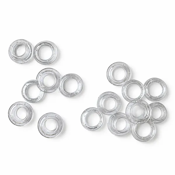 Two‑Piece Plastic Grommet and Washer Set 17.8mm x 9.5mm Clear Hardware for Tent Awning and Outdoor Textile Manufacturing