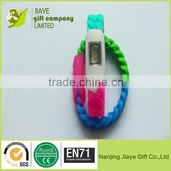 2015 New Mixed Color Knit Belt Silicone Bracelet Ion Watches photo-2