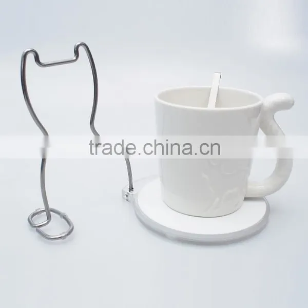 Cup Coaster With Stainless Stirrer Creative Mug and Tea Cup Coaster photo-5