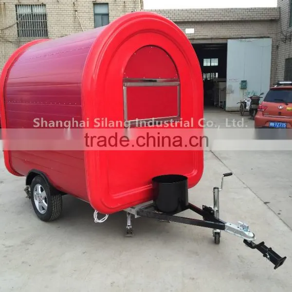 7.6*5.5ft Red Food Van/Street Food Vending Cart For Sales,Hot Dog Cart/Mobile Food Trailer With Big Wheels photo-2