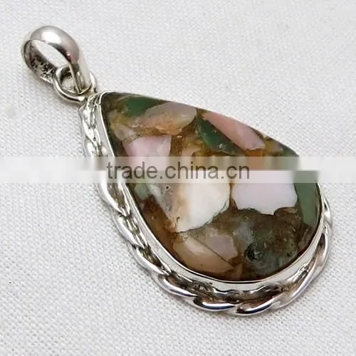 Design Bezel Setting Fuchsite Pendant, Gemstone Silver Jewellery, Silver Jewellery India photo-2