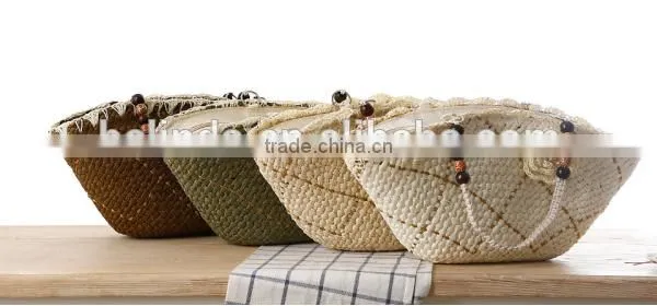 Fashion Girl's Beige Paper Straw Craft Bag photo-3
