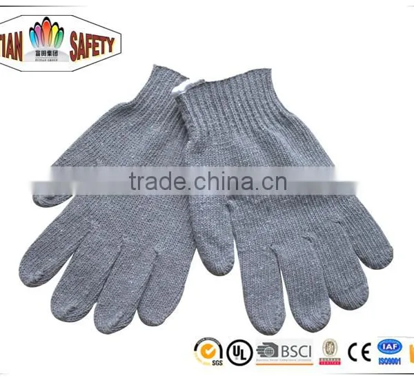 FTSAFETY Hot Sale in Japan Grey Cotton Yarn Knitting Safety Work Gloves Plain Knit 50g per Pair photo-2