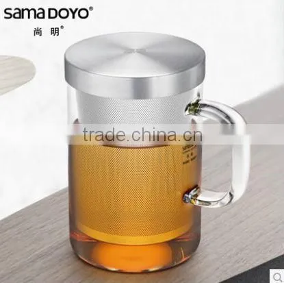 SAMADOYO Borosilicate Glass Teacup With Stainless Steel Strainer Guangzhou Factory Supplies