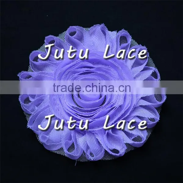 Professional Factory Silk Wedding Bridal Shabby Rose Trim Flower / 4 Inch Chiffon Lace Flower photo-4