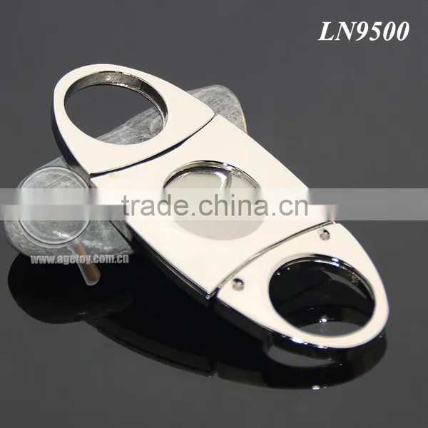Pocket Portable Oval Cigar Scissors High Quality Silver Stainless Steel Double Blade Knife Super Sharp Metal Cigar Cutter