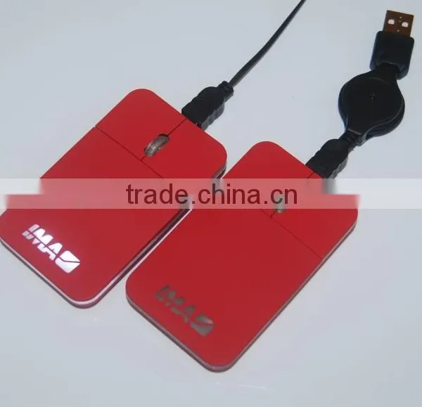 USB Wired LED Logo Flat Credit Card Gift Slim Mouse photo-4