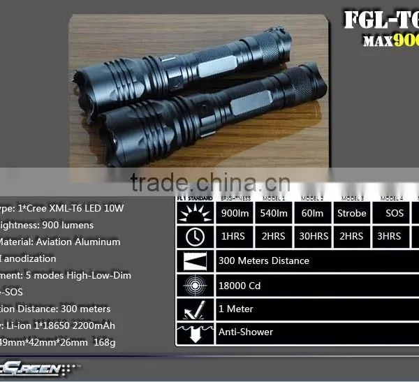 T6 LED 18650 Battery Hard Anodizing Flashlight photo-3