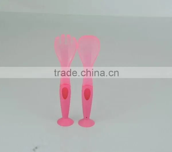 Baby Plastic/ TPE Encapsulated Spoon and Fork / Baby Cutlery photo-2