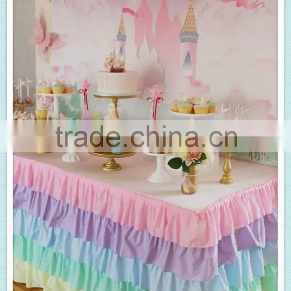 YHK#81 Fancy Table Skirt - Polyester Banquet Wedding Wholesale Chair Cover Sash Table Cloth Skirt Linen