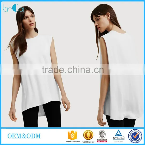 OEM Service Sleeveless Long Loose Crop Tops Fancy Ladies Tops Latest Design