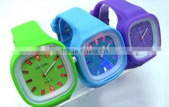 NEW HOT SELLING Square Jelly Quartz Wrist Bracelet Sports Unisex Silicone LED Watch 12colors Choose photo-3