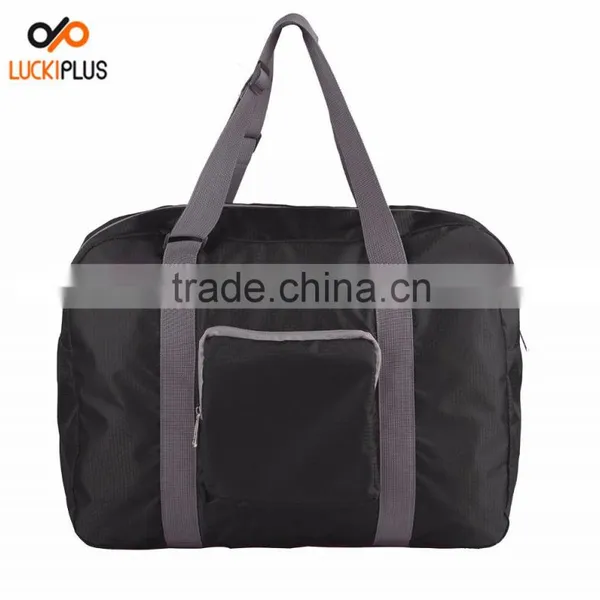 Luckiplus Foldable Travel Duffel Bag Luggage Sports Gym Water Resistant Nylon Black photo-3