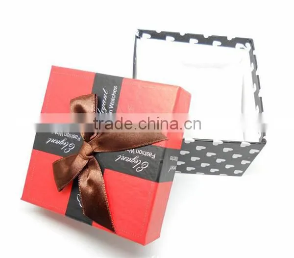 Custom Logo Ribbon Decorative Watch Gift Box Jewelry Packing Box photo-2