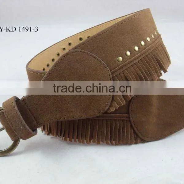 Ladies PU Leather Waist Tassel Rivet Belt for Women photo-2