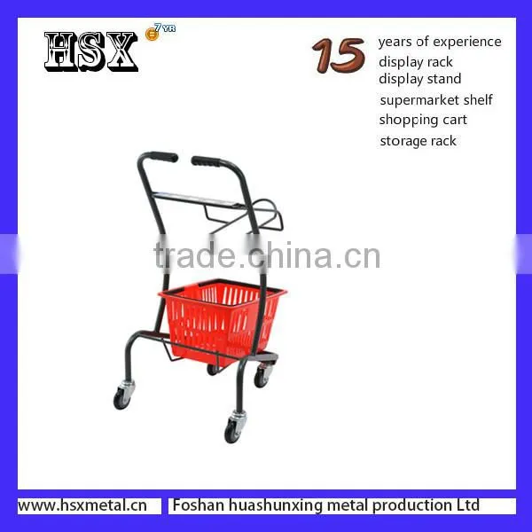 Supermarket Powder Coat Double Shopping Basket Cart Trolley HSX-S470 photo-3