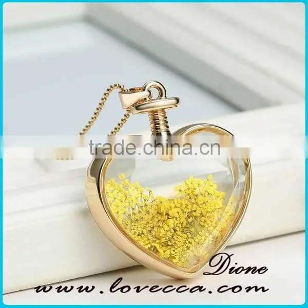 Latest Jewelry Accessories Real Flower Clear Galss Pendant With Chain photo-4