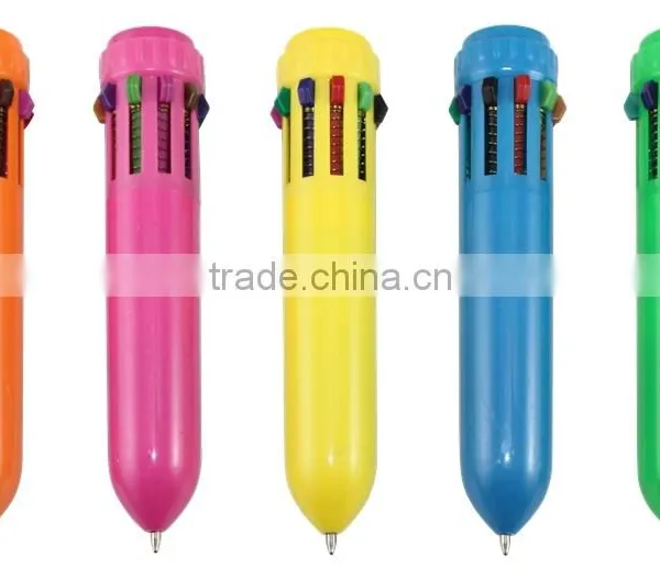 Different 10 colors ball pen with plastic material