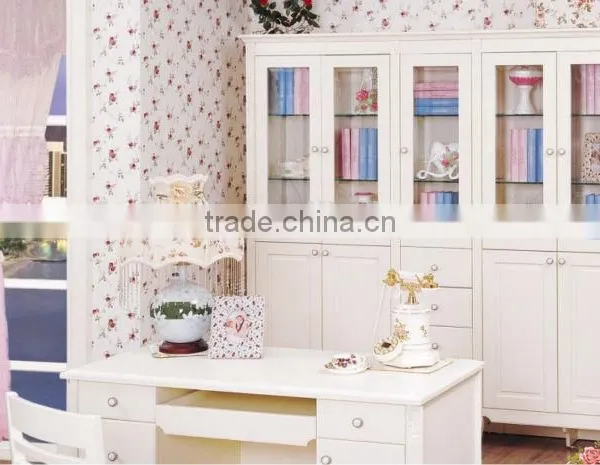 White Glass Door Bookcase Glass Door and Drawers