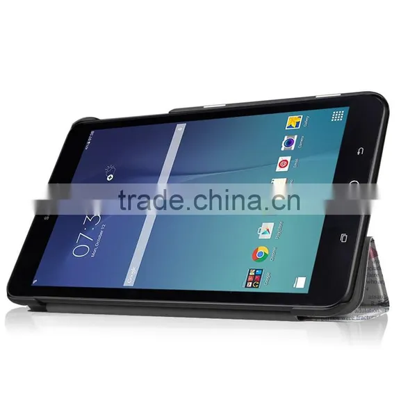 Three Folding Leather Case Paint Old Newspapaer Pattern Stand Tablet Case for Samsung Galaxy Tab E8.0 Protective Slim Hard Case photo-5