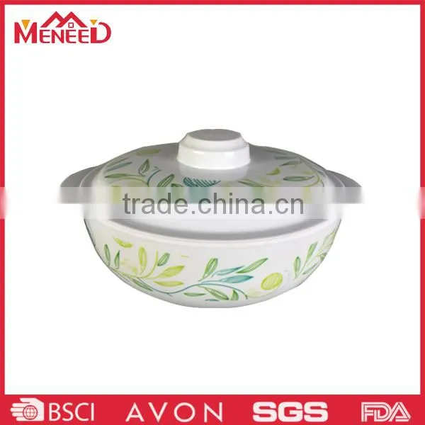 Food Grade Bowl With Lid, Panicle Print White 100% Melamine Wholesale Bowl With Handle photo-2