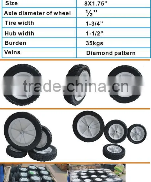 8 Inch Rubber Wheel for Lawn Mowers, Hand Trucks, and Yard Tractors photo-5
