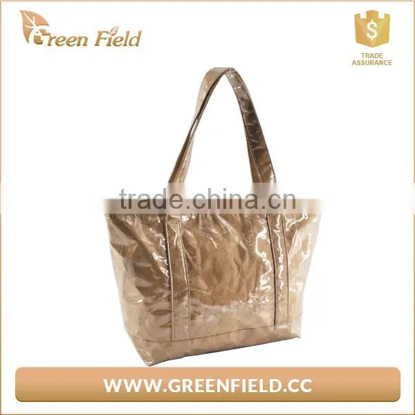 Brown Tyvek Tote Bags Large Lady Hand Bag With PVC Cover photo-2