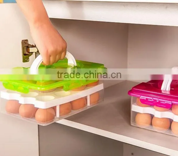 Small Order Portable Two Layers 24 Lattices Plastic Egg Storage Box photo-2